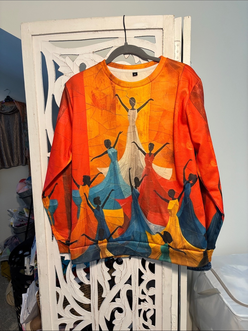 Vibrant Multicolor Dancer Print Top - Orange